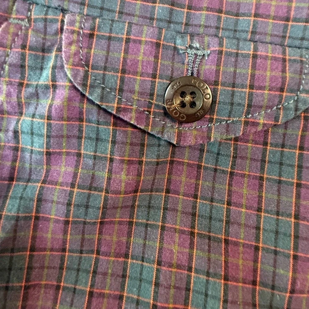 Vintage Polo Golf Ralph Lauren Shorts Mens 40 Purple Teal Plaid Madras Preppy